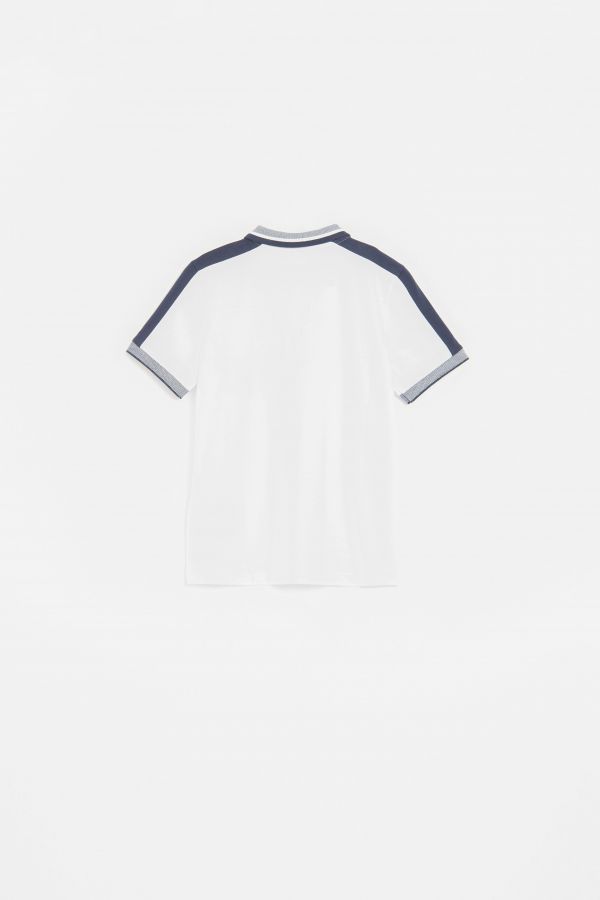 Tričko s krátkým rukávem bílé puntíkované s límcem typu polo 2160151