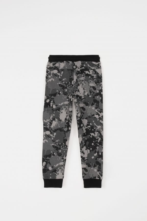Teplákové kalhoty grafitové s vázáním v pase, střih slim 2111616