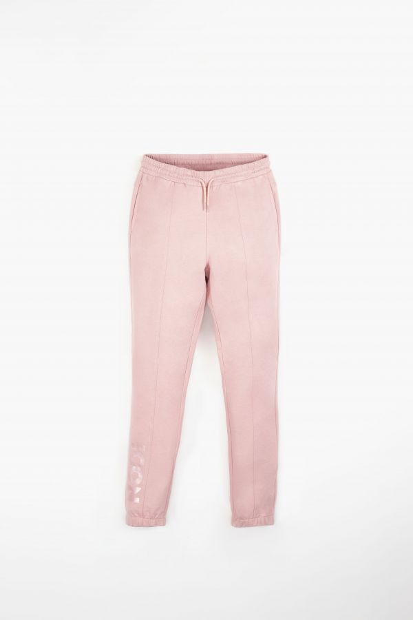 Teplákové kalhoty růžové s vázáním v pase