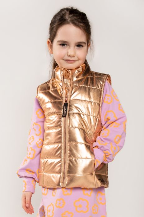 Prošívaná vesta zlatý zateplená s reflexními prvky