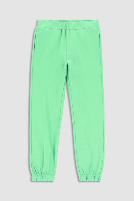 Teplákové kalhoty zelené hladké s kapsami 2