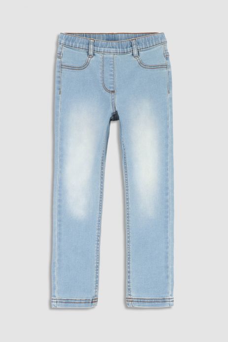 Džínové kalhoty světlé modré s gumou v pase