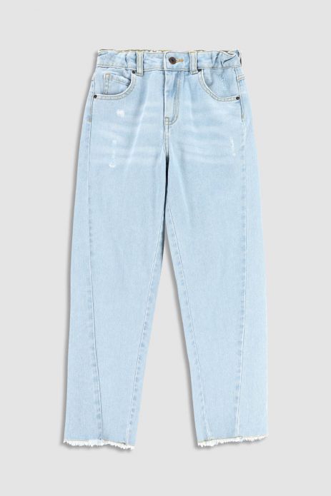 Džínové kalhoty modré s prošíváním, BARREL LEG 2