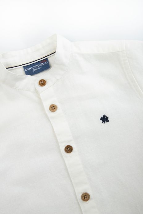Košile s krátkým rukávem bílá se stojáčkovým límečkem 2