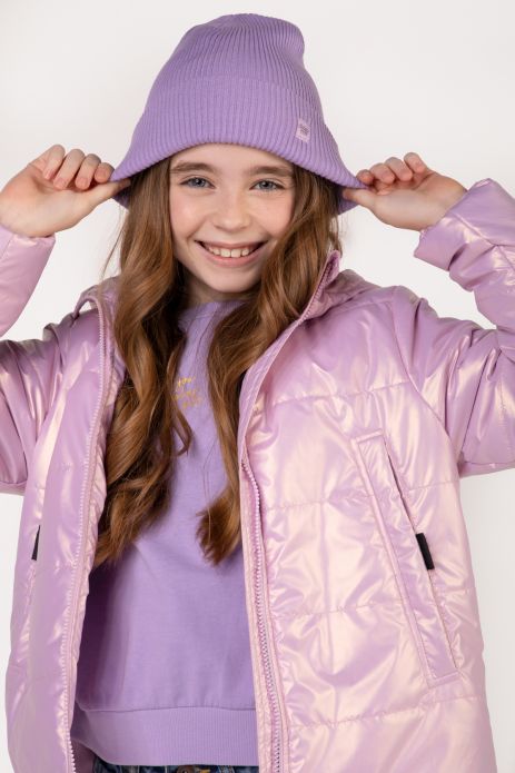 Přechodová bunda růžová s kapucí a reflexními prvky