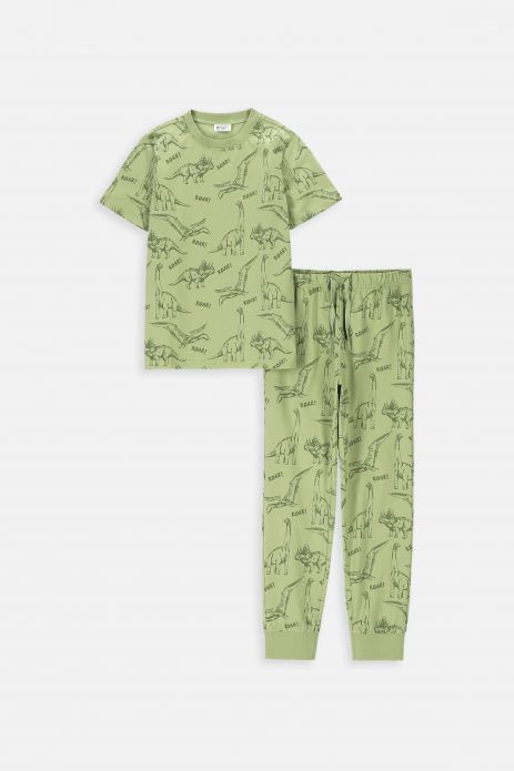 Chlapecké pyžamo zelená bavlněné s krátkým rukávem 