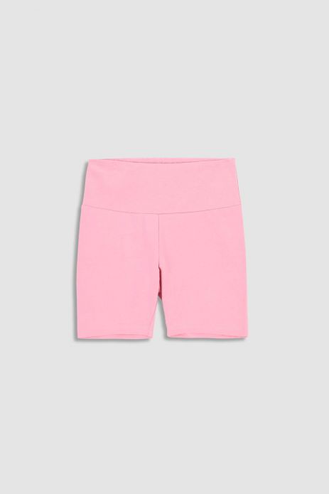 Legíny s krátkými nohavicemi  hladké ve sportovním stylu a pudrově růžové barvě 2