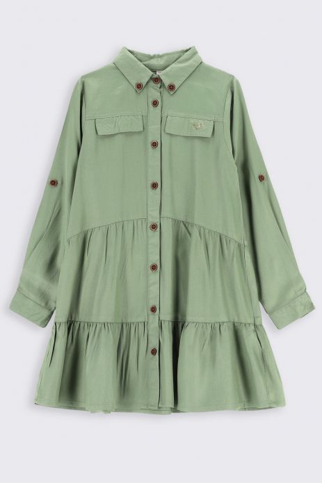 Látkové šaty  zelená rozšířené s límečkem
