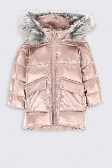 Zimní bunda růžová s kapsami 2