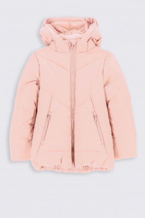 Zimní bunda růžová s kapsami a bavlněnou podšívkou