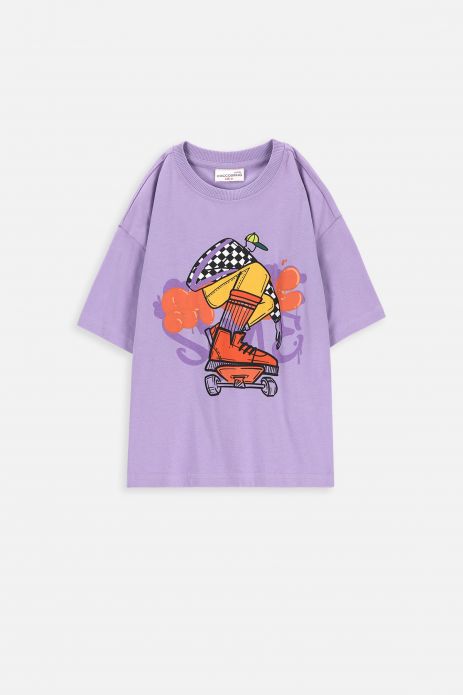 Tričko s krátkým rukávem fialový s skaterským potiskem 2