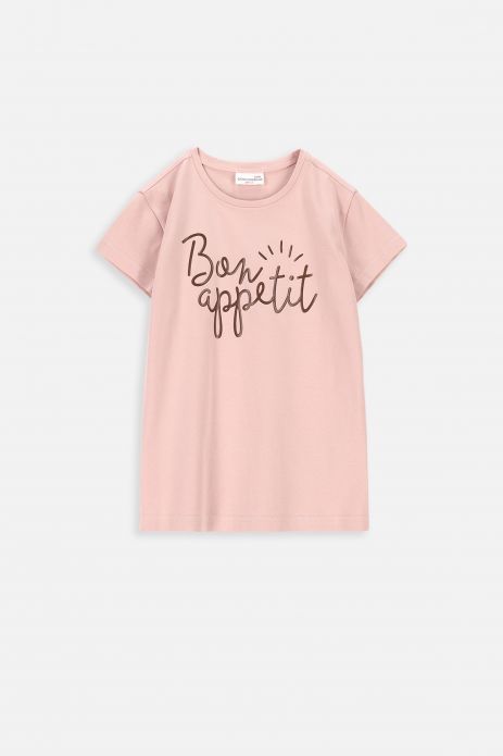 Tričko s krátkým rukávem pudrově růžová s nápisem