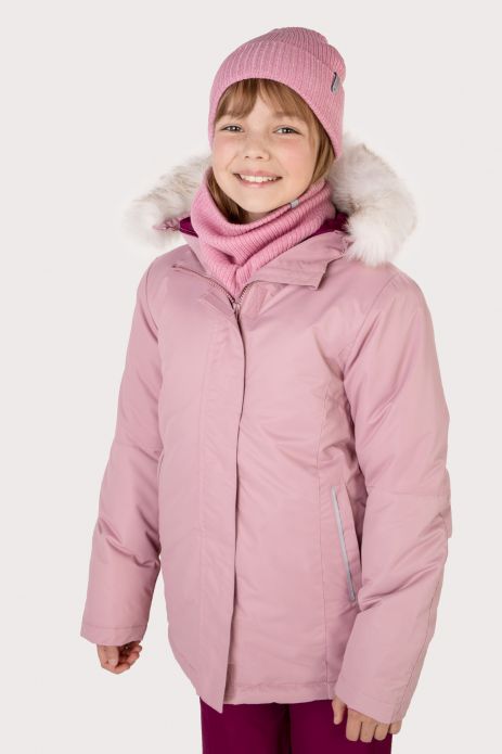 Dívčí lyžařská bunda s fleecovou podšívkou a povrchovou úpravou DWR