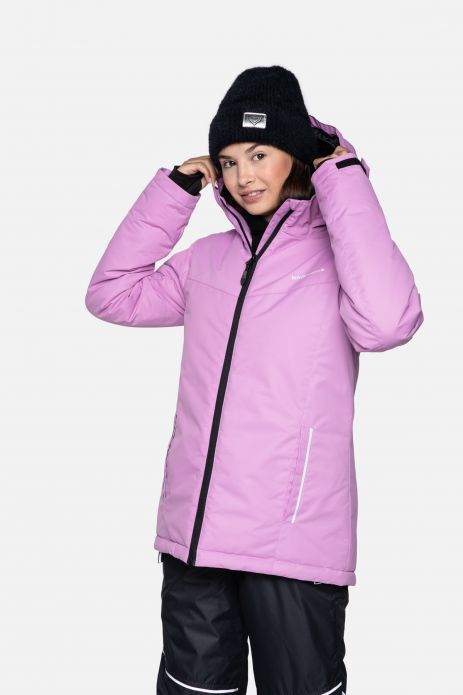 Dívčí lyžařská bunda s kapucí a povrchovou úpravou DWR