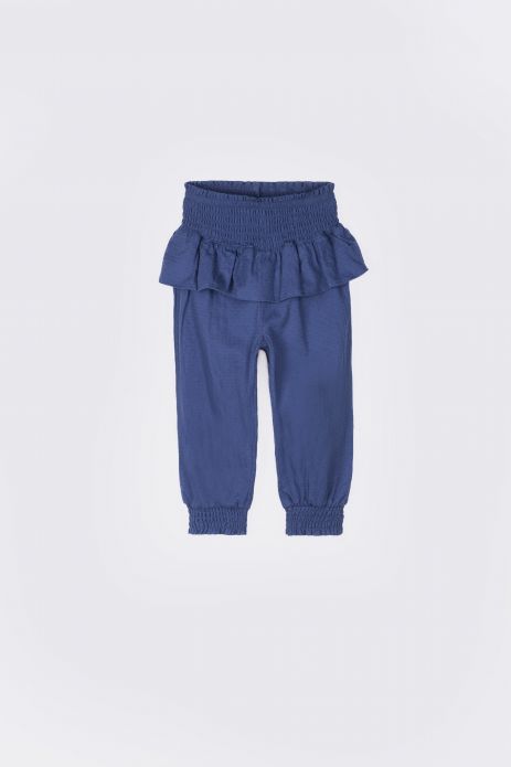Látkové kalhoty tmavě modré mušelínové s kanýrem