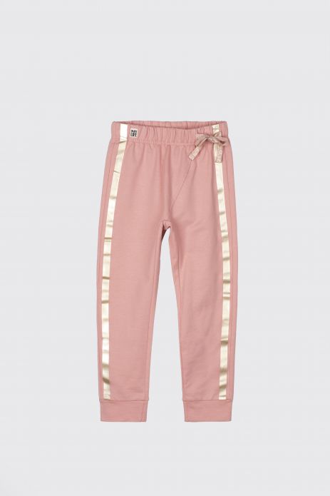 Teplákové kalhoty  růžové s metalickými lampasy