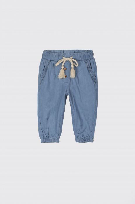 Džínové kalhoty modré s ozdobnými volánky LOOSE FIT 2