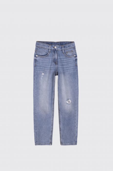 Džínové kalhoty modré s prodřením MOM FIT 2