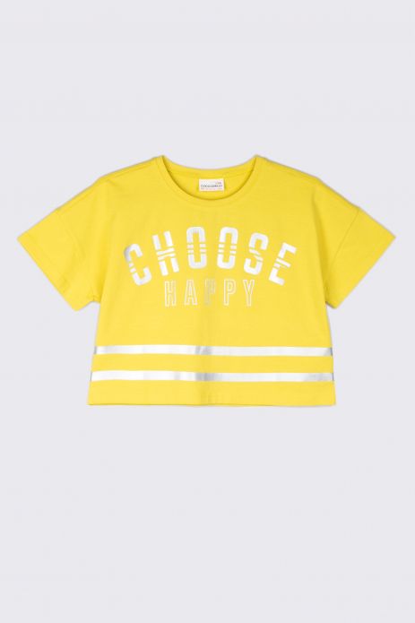 Tričko s krátkým rukávem  žluté crop top