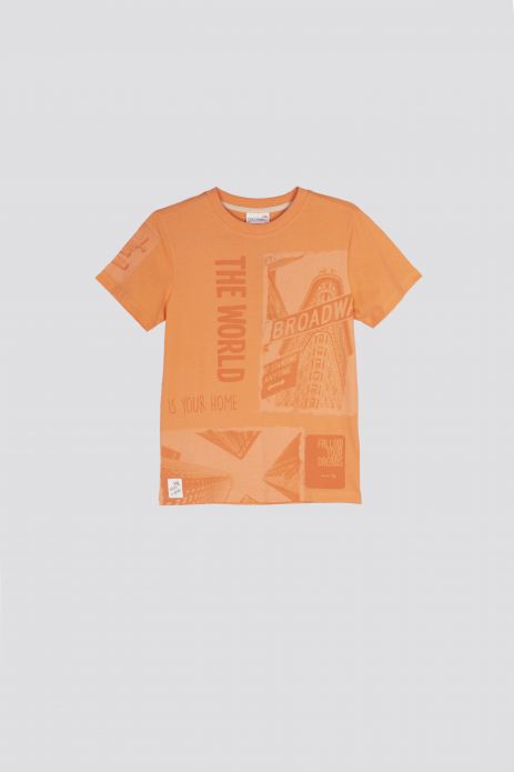 Tričko s krátkým rukávem  oranžové s potiskem 