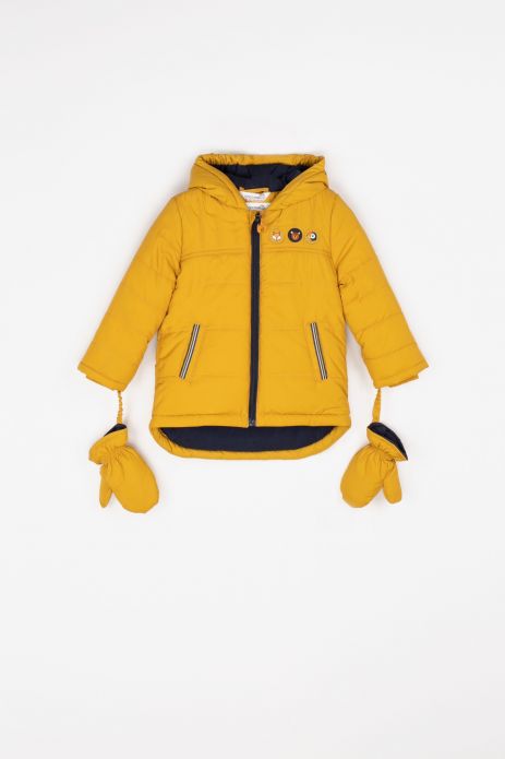 Zimní bunda medová s reflexními prvky a bavlněnou podšívkou
