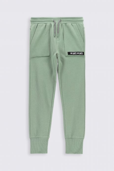 Teplákové kalhoty  zelené s kapsami, střih SLIM