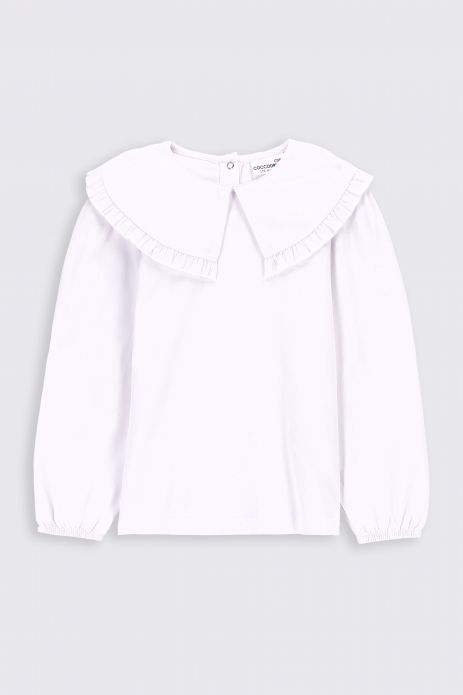 Tričko s dlouhým rukávem  bílý s ozdobným límcem
