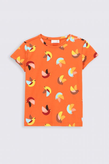 Tričko s krátkým rukávem oranžový s barevným potiskem