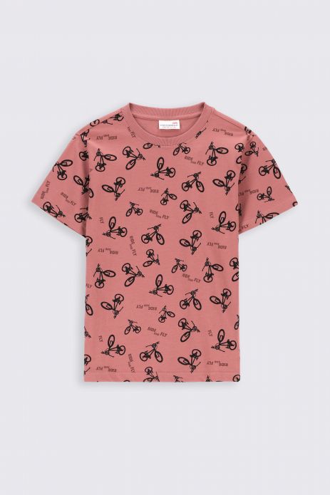 Tričko s krátkým rukávem  růžový s potiskem po celé ploše