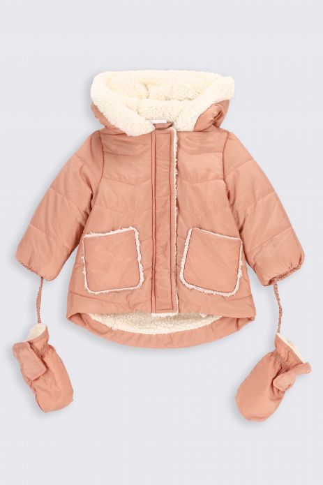 Zimní bunda růžová s kapsami 2