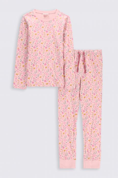 Dívčí pyžamo růžová bavlněné s dlouhým rukávem 2